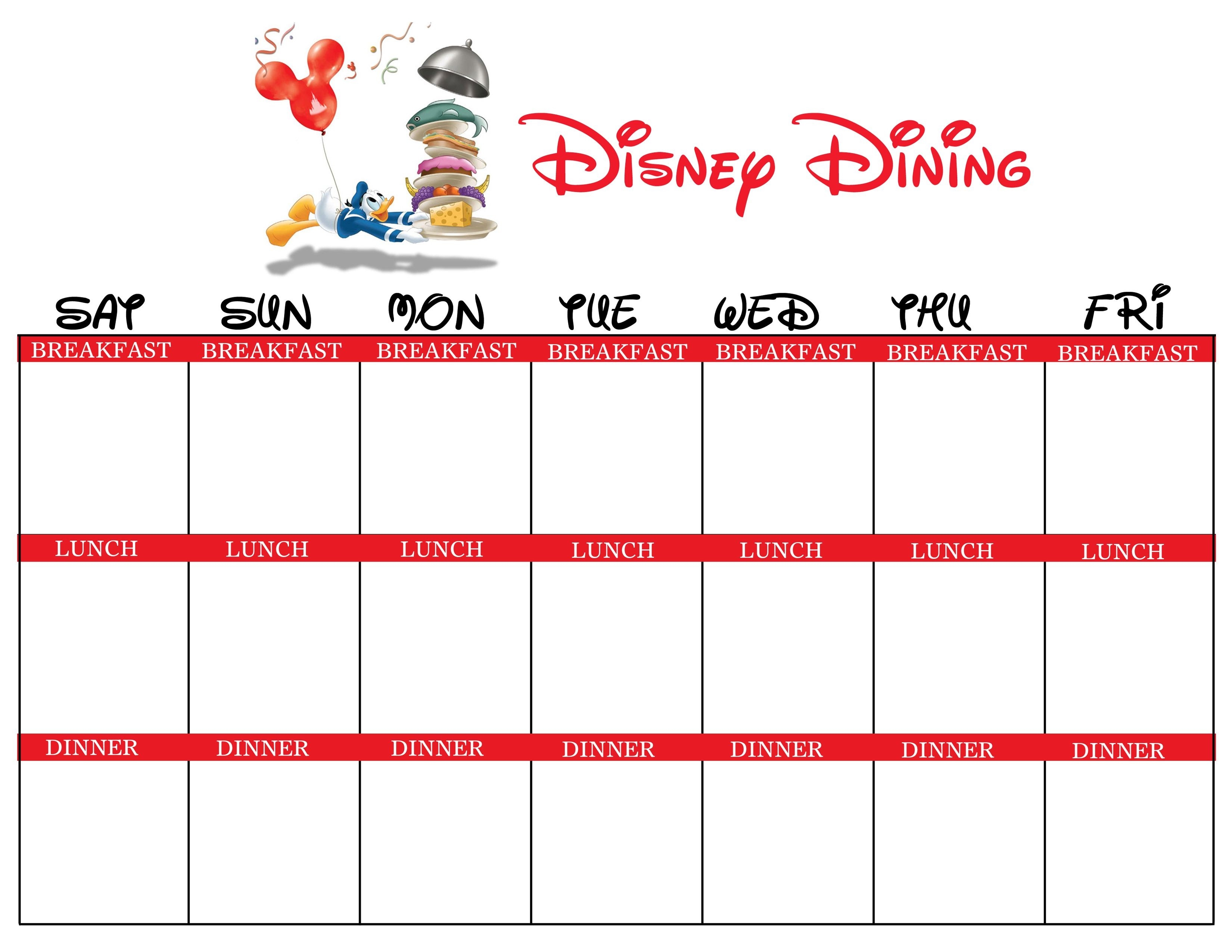 Disney World Itinerary Template For November 2020 Calendar Template Printable