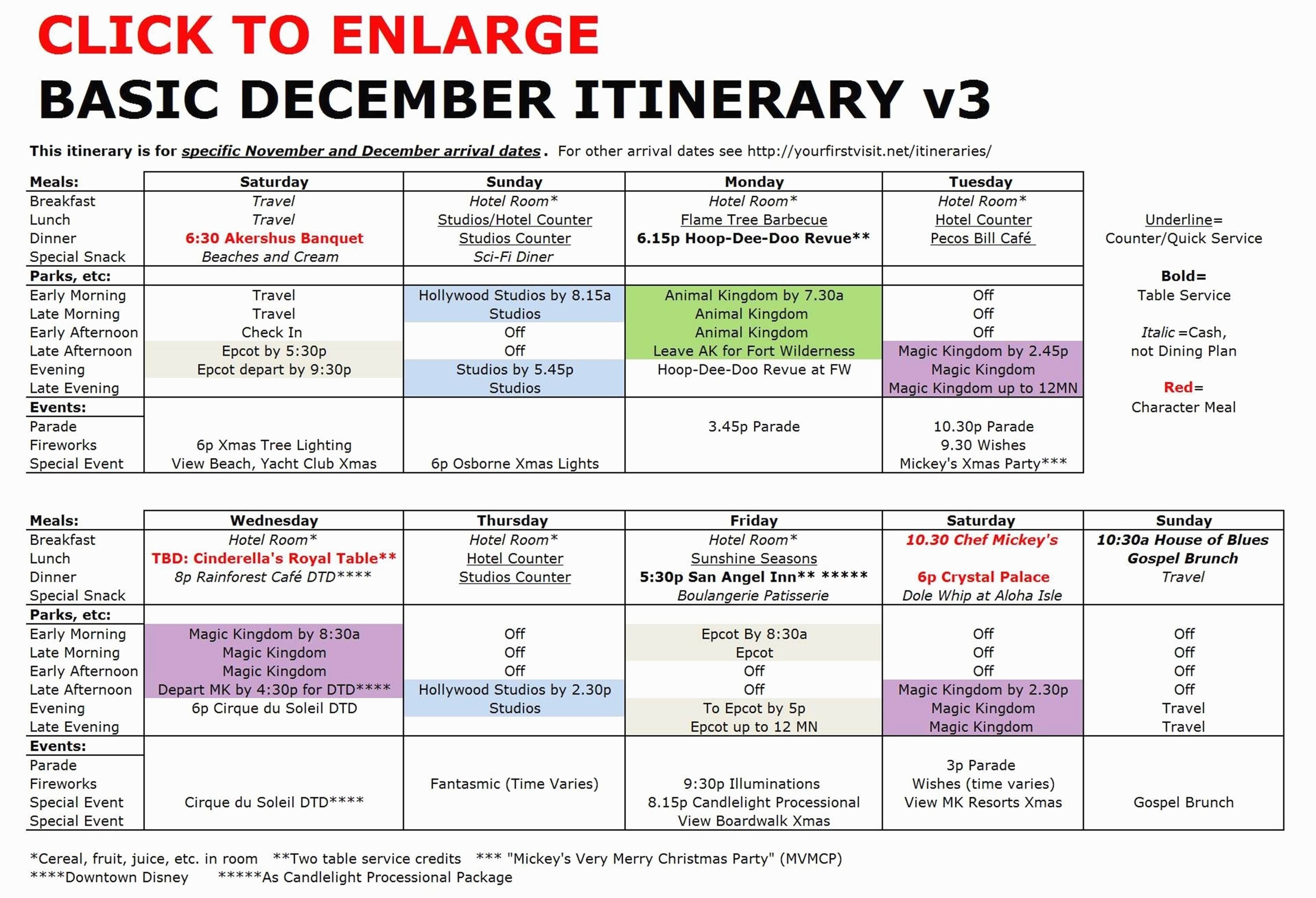 Template For Wdw Itinerary Calendar Template Printable