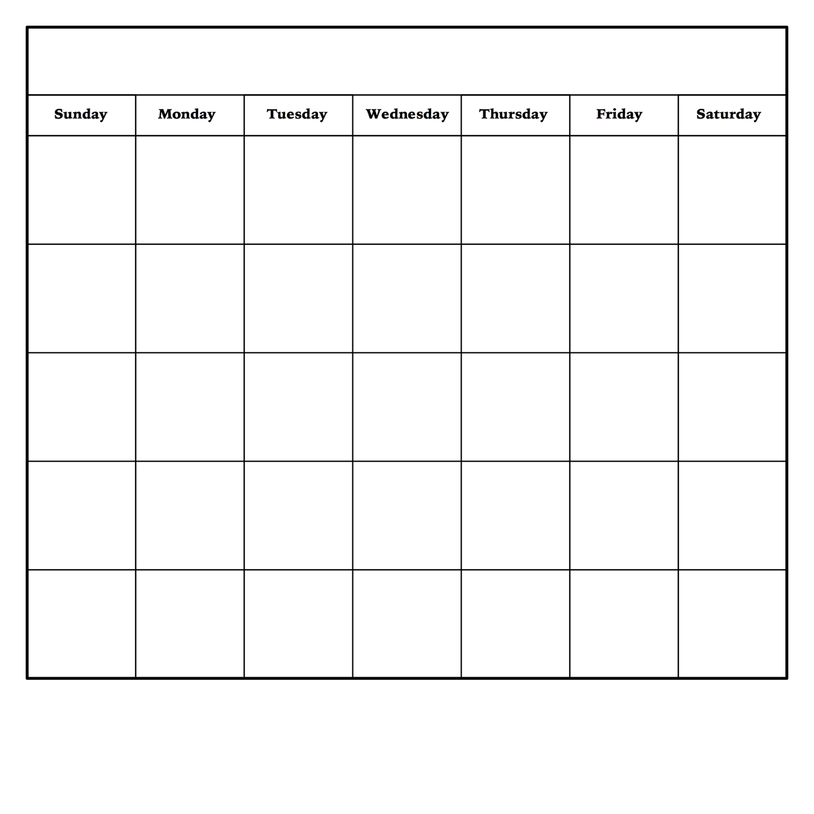 Blank Monday Through Friday Pdf Calendar Template Printable