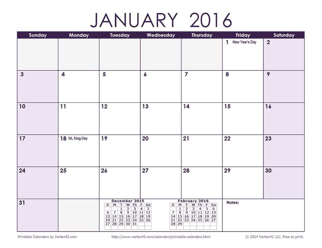 Download A Free 2016 Monthly Calendar - Purple From Vertex42-Calendar Templates By Vertex42