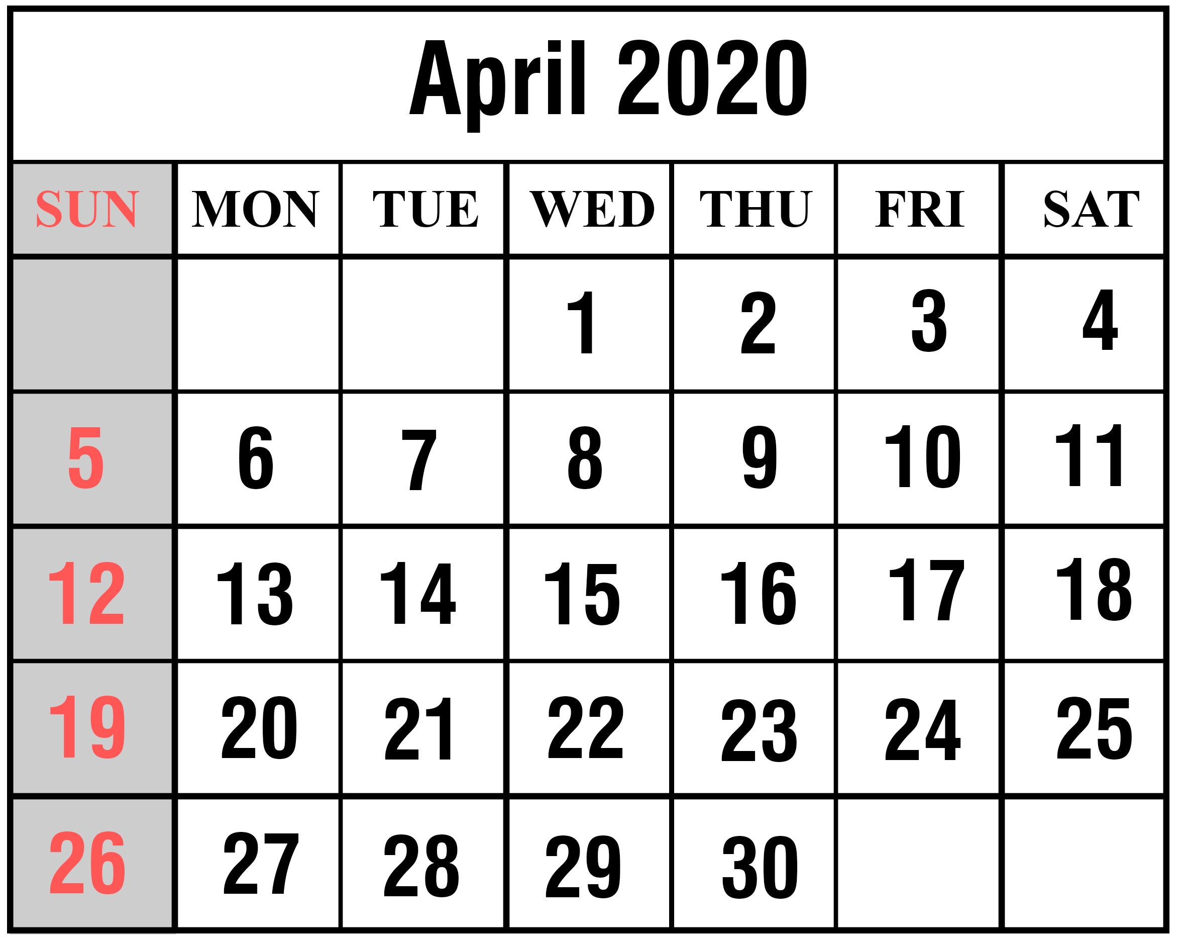 Download April 2020 Calendar Printable Templates {Pdf, Excel-Calendar Template 2020 Printable Free With Prior And Next Month