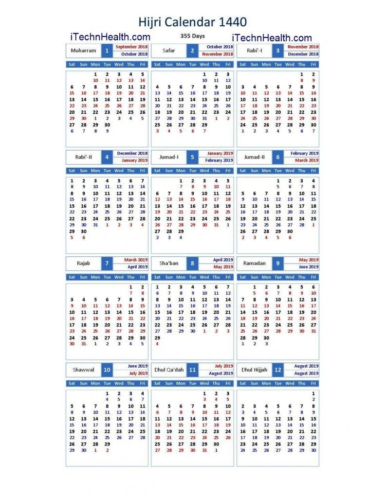 Download Calendar 2019 And Islamic Calendar 2019 / 1440-Monthly Calendar 2020 Quran