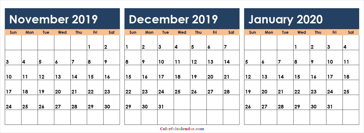 Download November December 2019 January 2020 Calendar Design-November December January 2020 Calendar