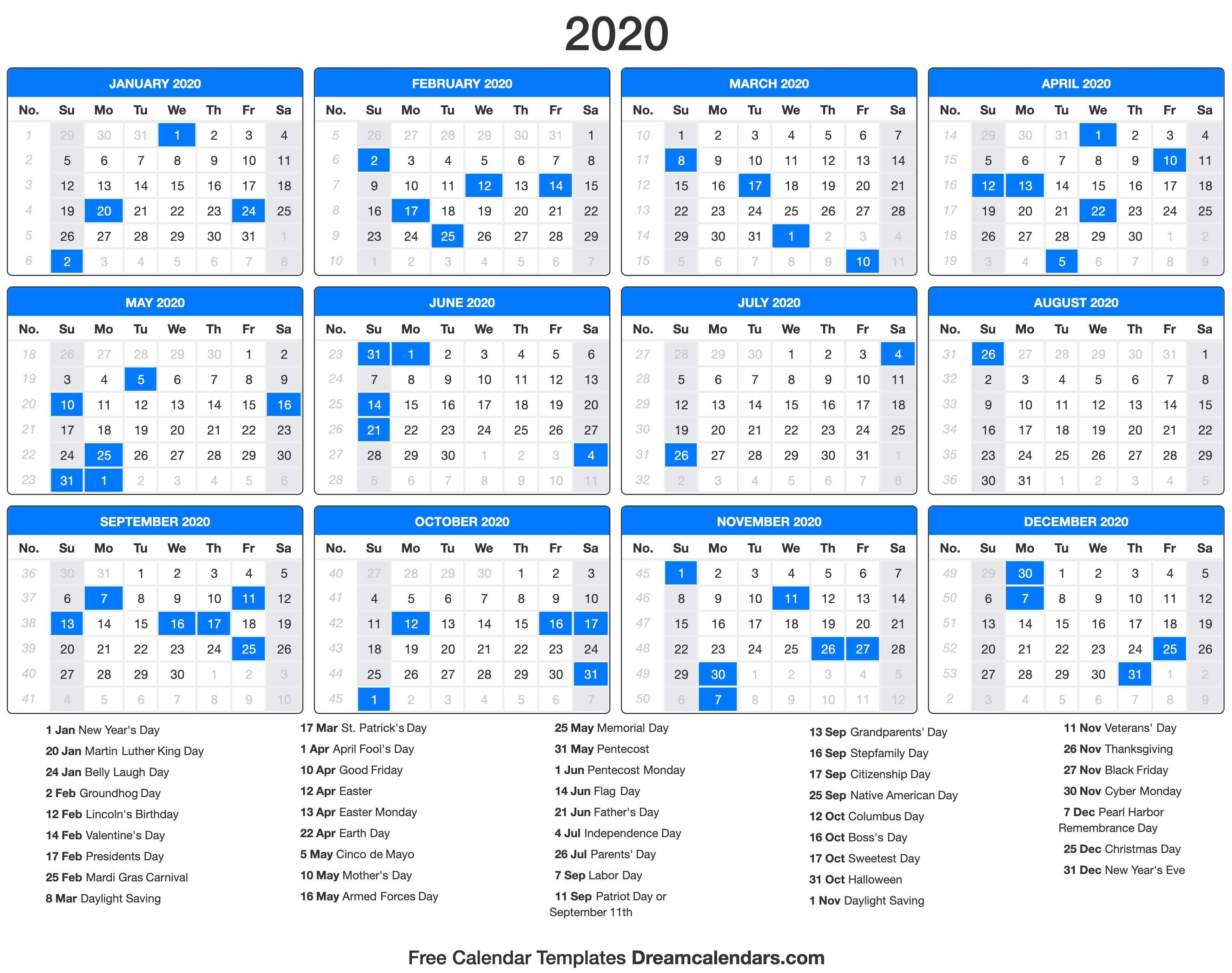 Printable Calendar With Jewish Holidays 2020 Calendar Template Printable