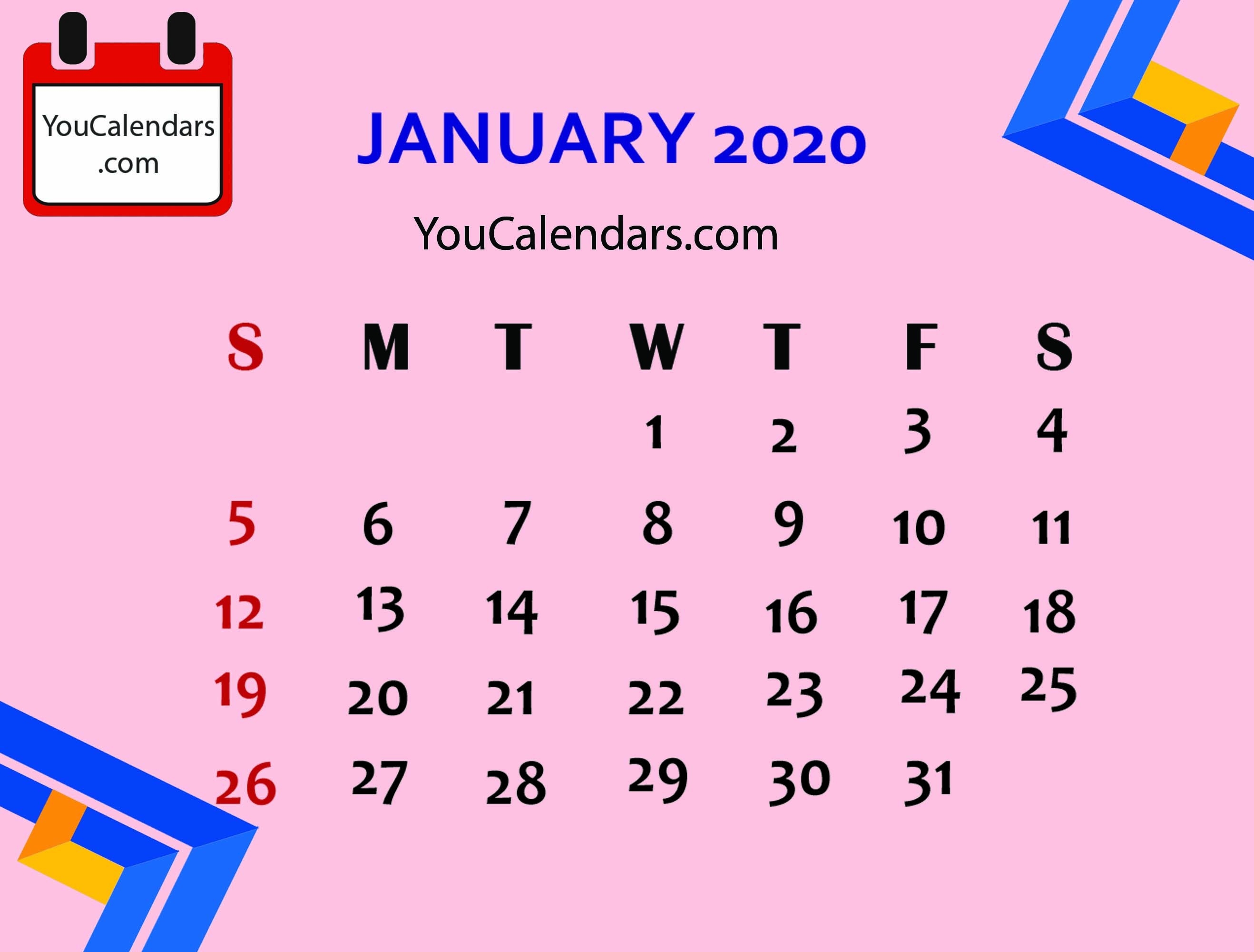 ✅Free January 2020 Calendar Printable Template - You Calendars-Blank W 9 To Print 2020