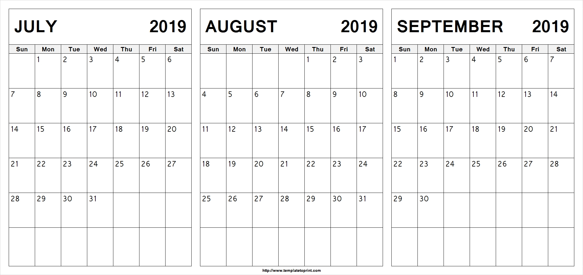 Edit Printable July August September 2019 Calendar | 2019-Printable Monthly Calenders For July And August