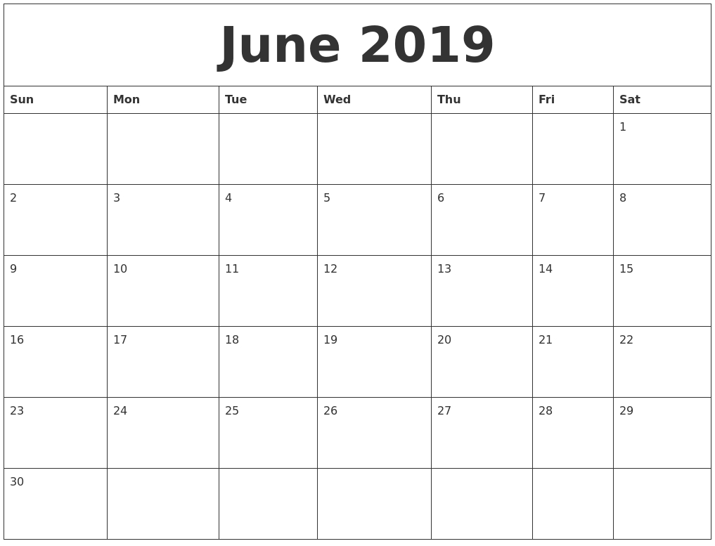 Editable June 2019 Calendar In Pdf, Word, And Excel-June And July Blank Calendar