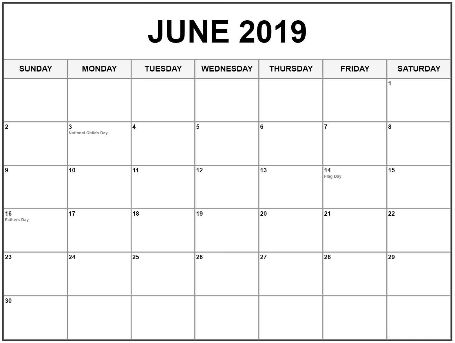 Editable June 2019 Calendar #june #junecalendar2019-Printable Blank Calendars June July August