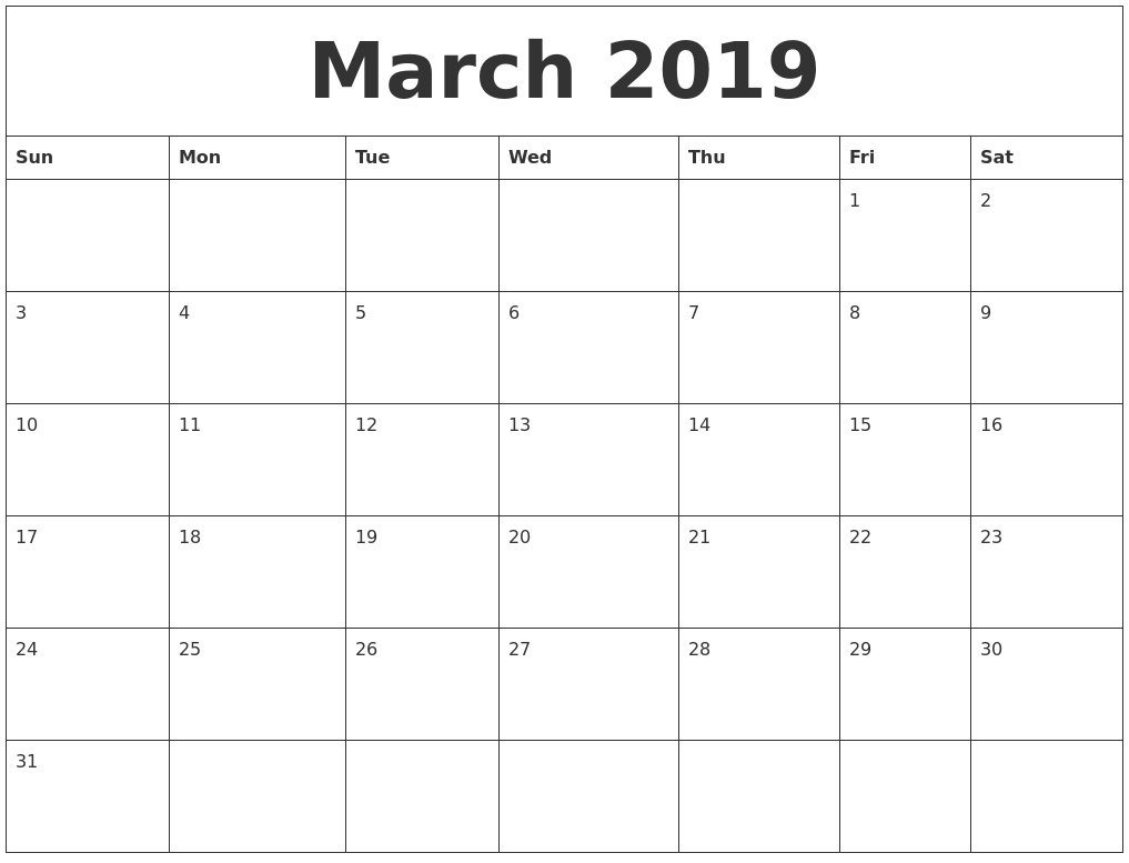 Editable March 2019 Calendar Template | 205+ Welcome Month-Calendar Word 2020 Microsoft Word Monthly