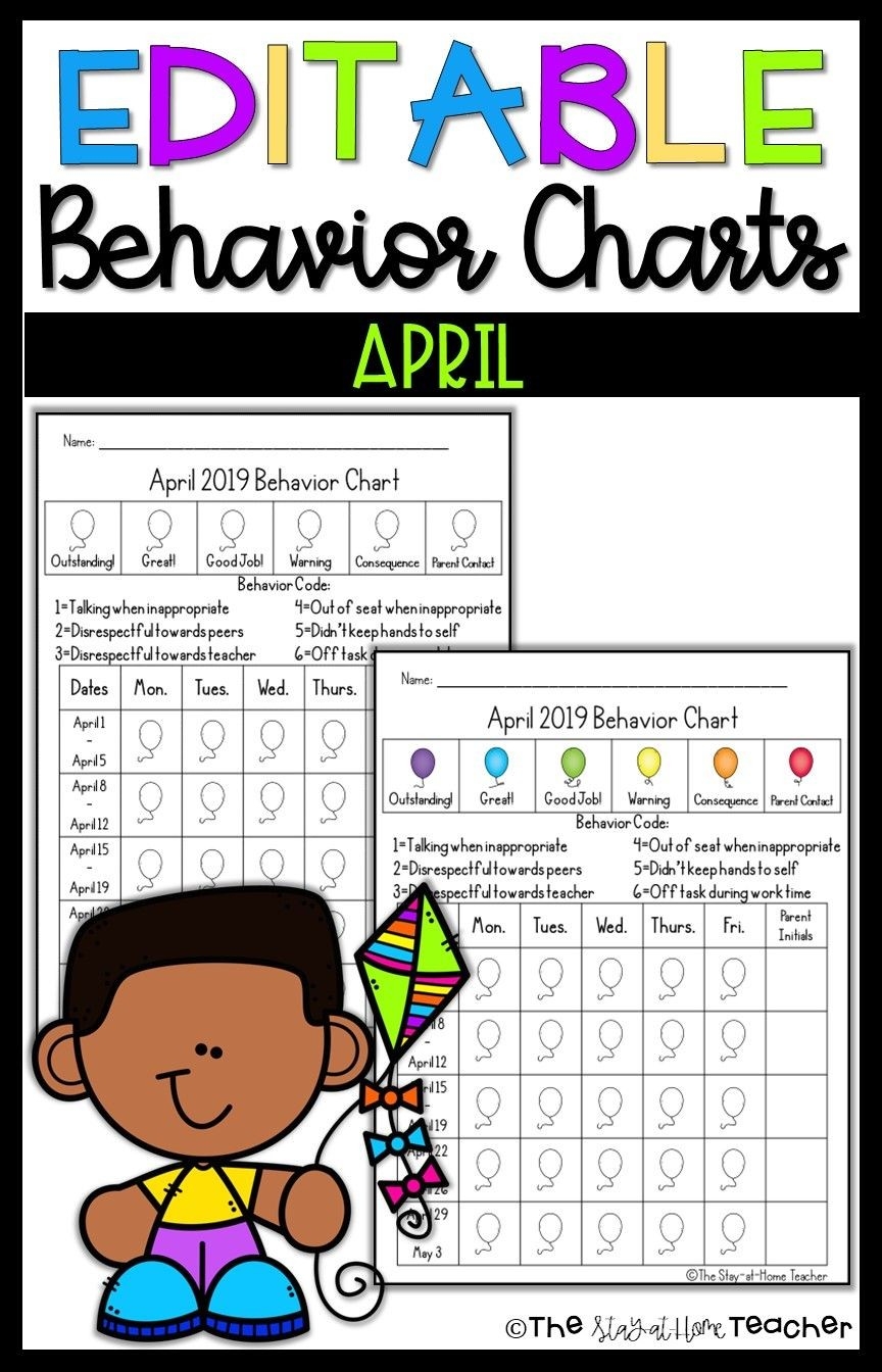 Editable Monthly Behavior Calendars 2019-2020 | The Stay-At-Editable Monthly Behavior Chart