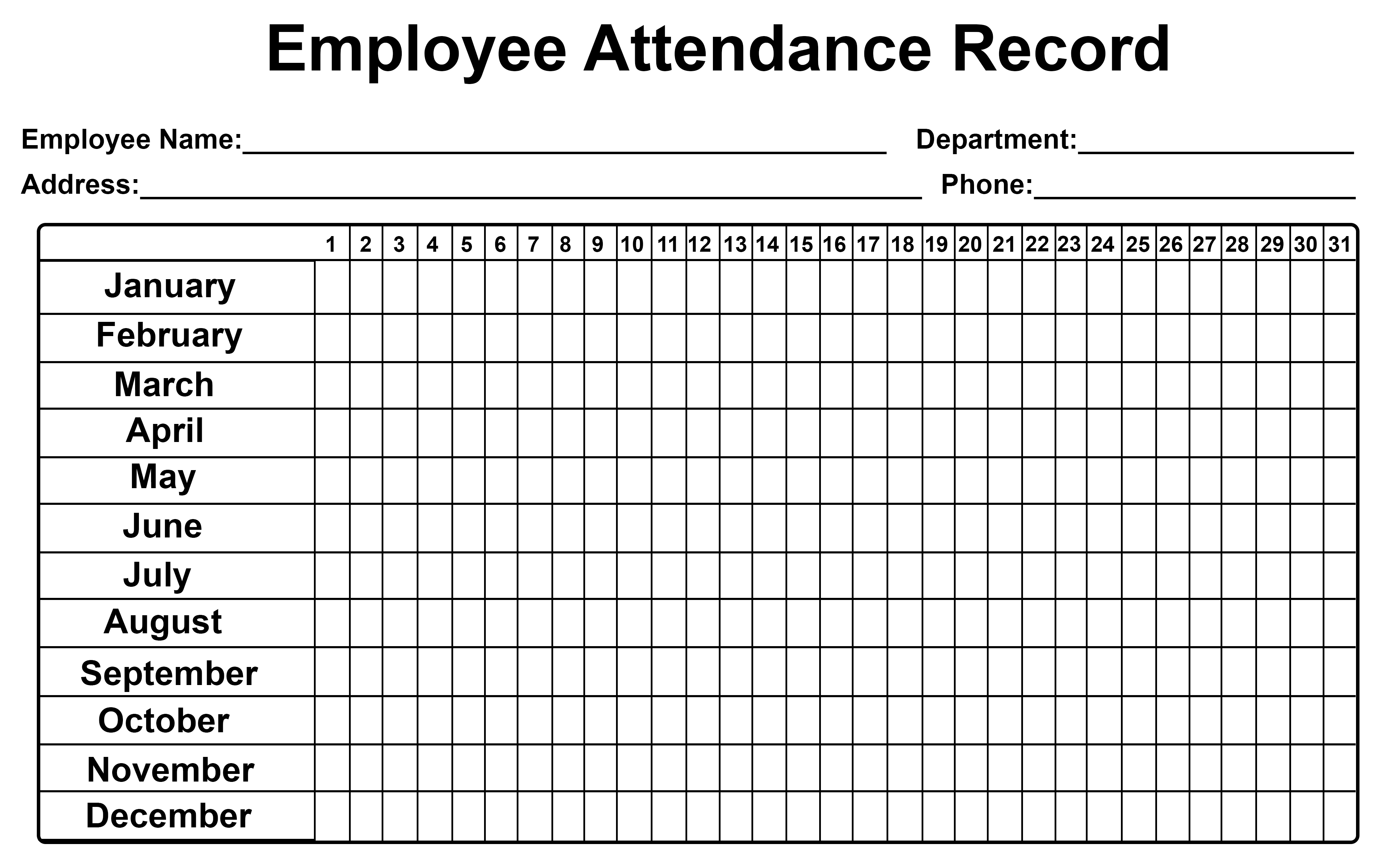 Employee Attendance Tracker Sheet 2019 | Printable Calendar Diy-2020 Employee Attendance Calendar Record Template Free