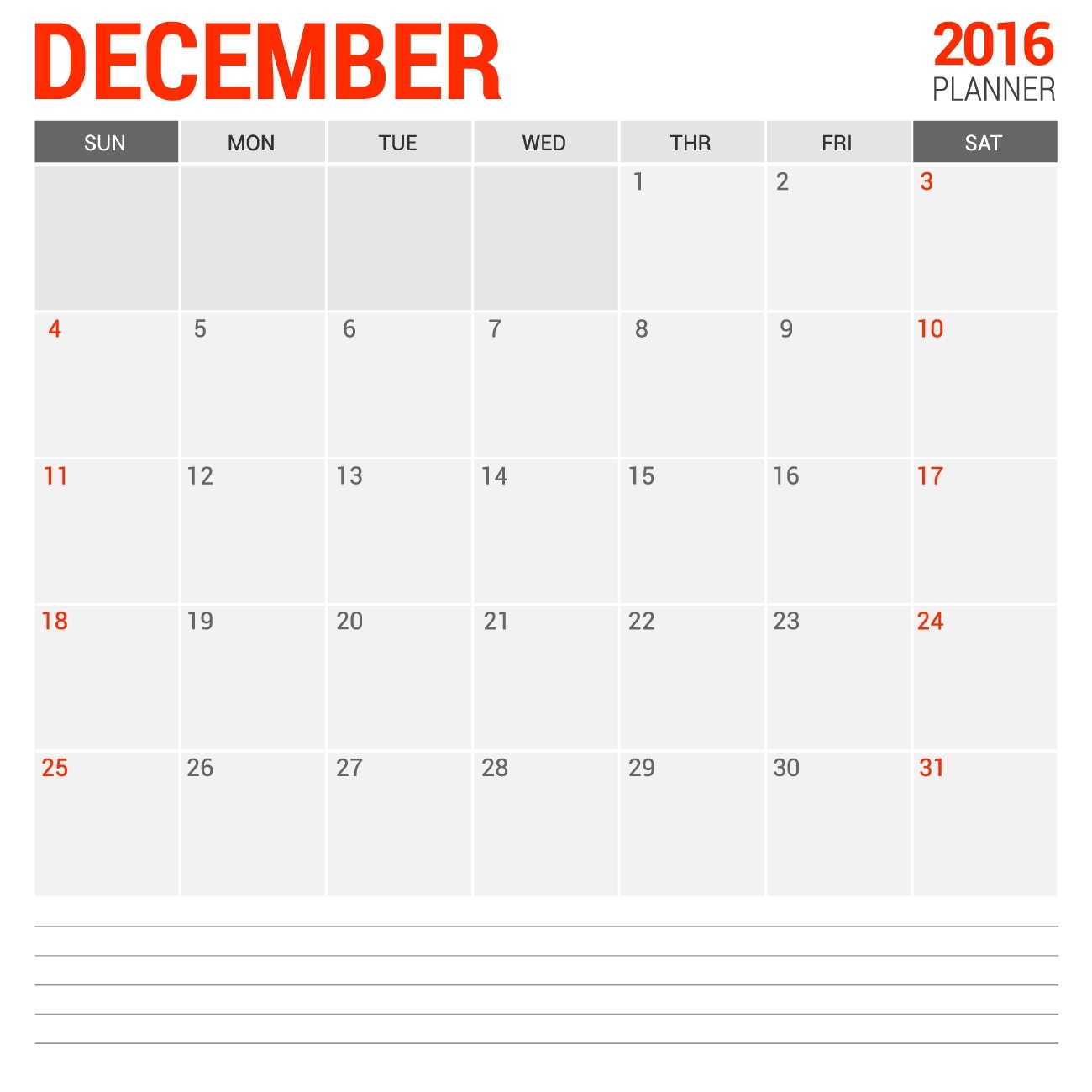 Empty Blank Calendar For December 2016 | Calendars 2018-Blank Calender 31 Days