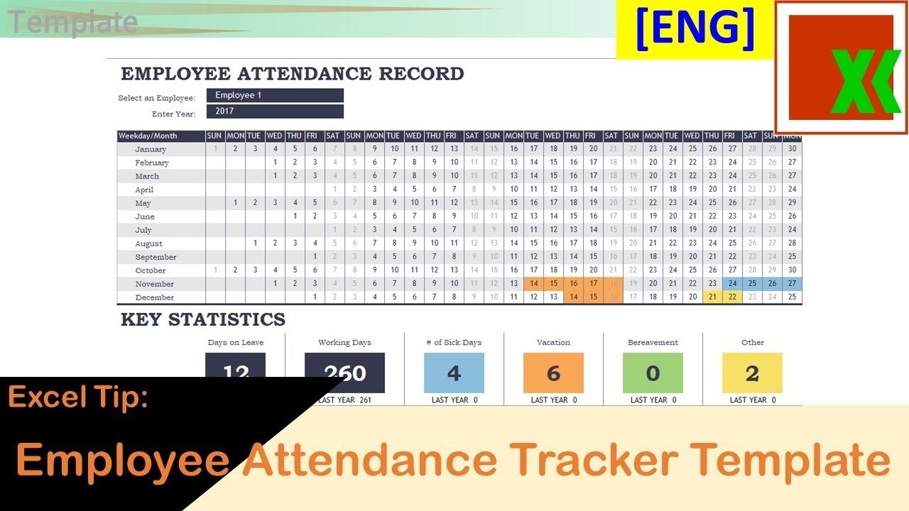 [Eng] Employee Attendance Tracker Template - Free Excel Template By  Microsoft-2020 Attendance Tracker Template
