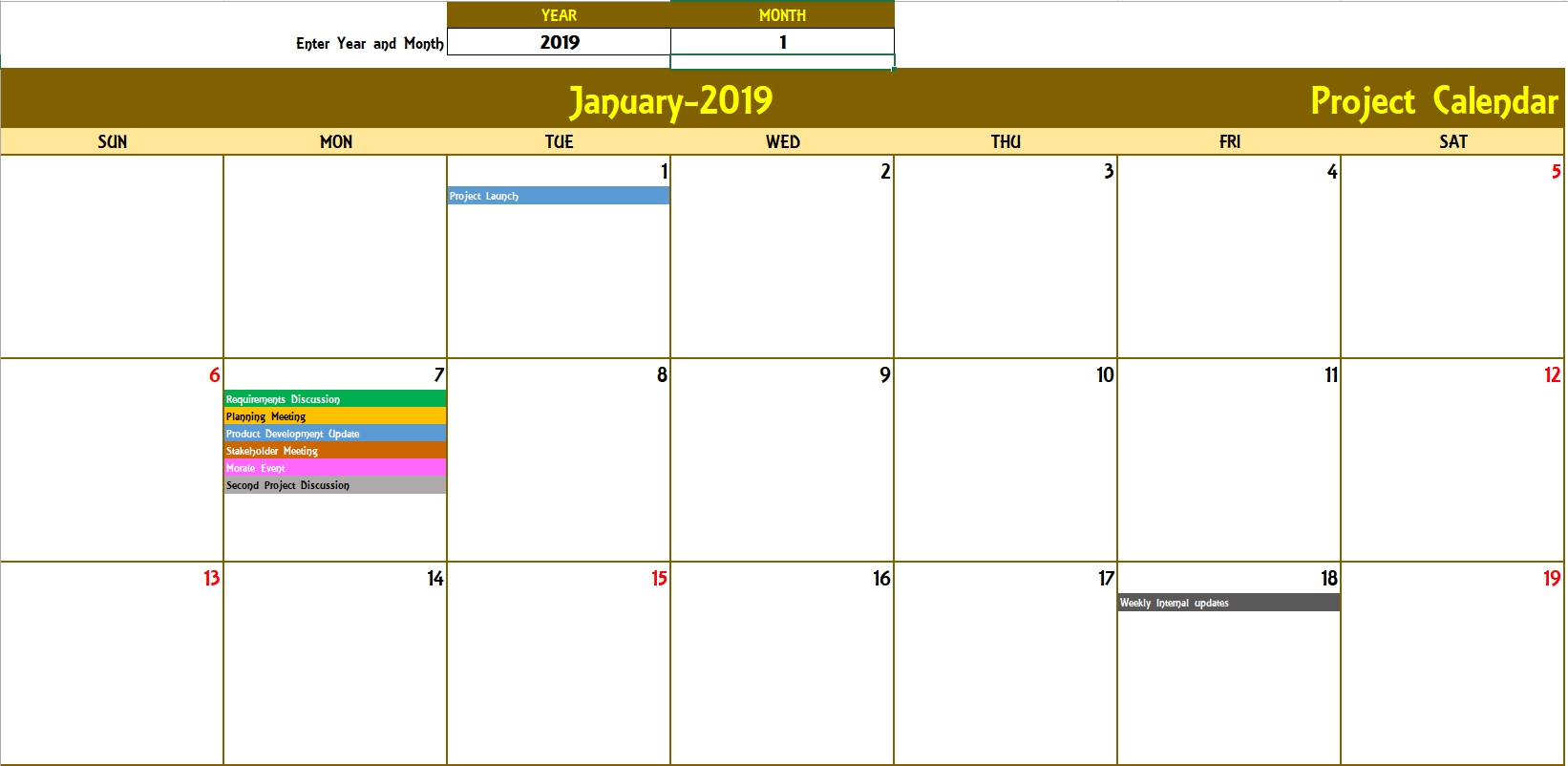 2 Page Monthly Calendar Excel Calendar Template Printable