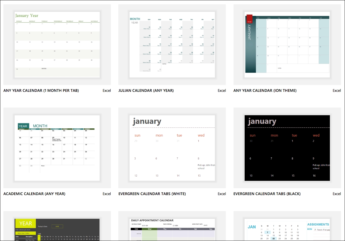 Excel Calendar Templates - Excel-Calendar No Dates Template