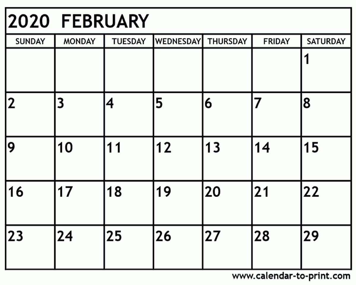 February 2020 Calendar Printable-January 2020 Calendar Waterproof