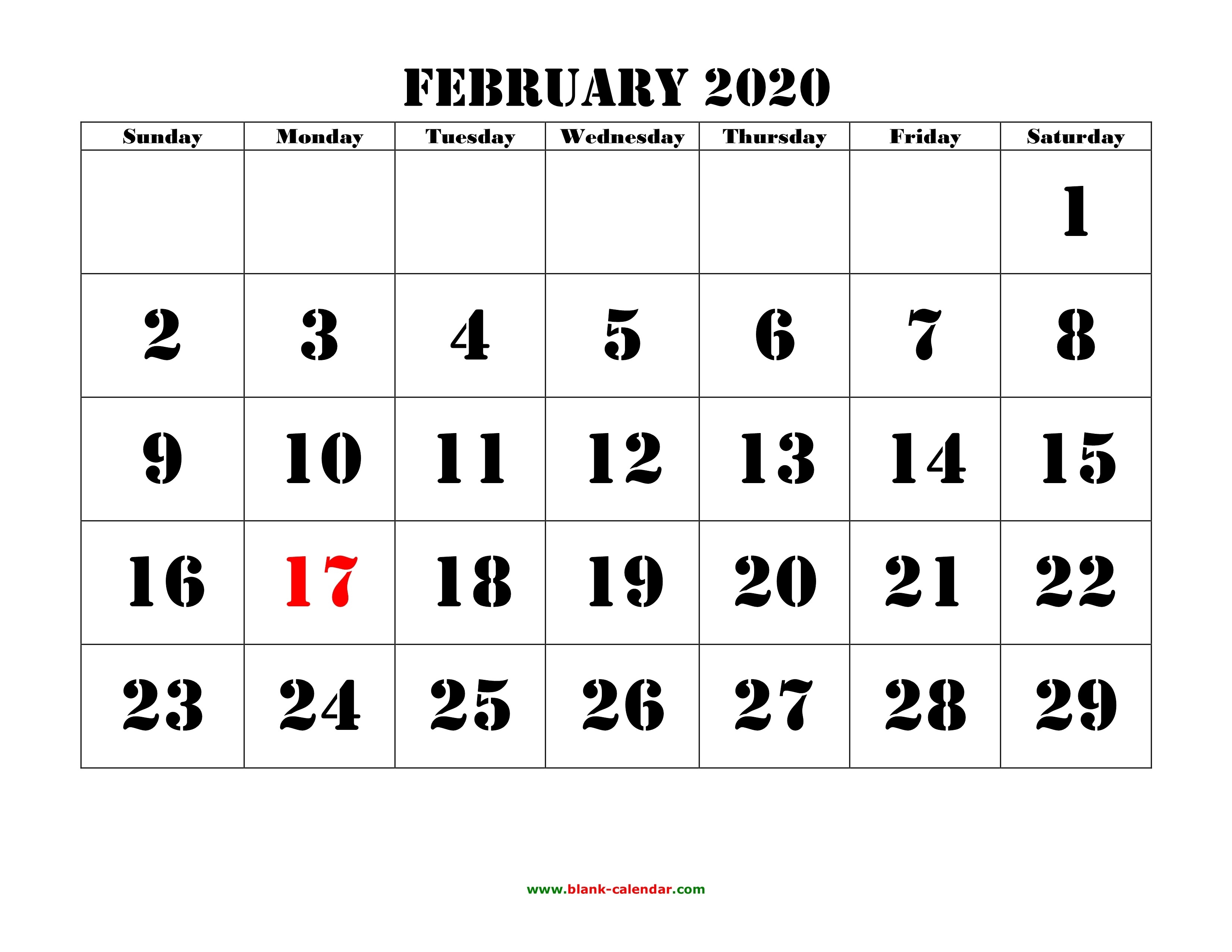 February 2020 Printable Calendar | Free Download Monthly-2020 Monthly Calendar Printable Showing Previous Month And Next Month