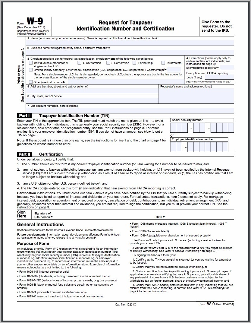 Printable W 9 Form