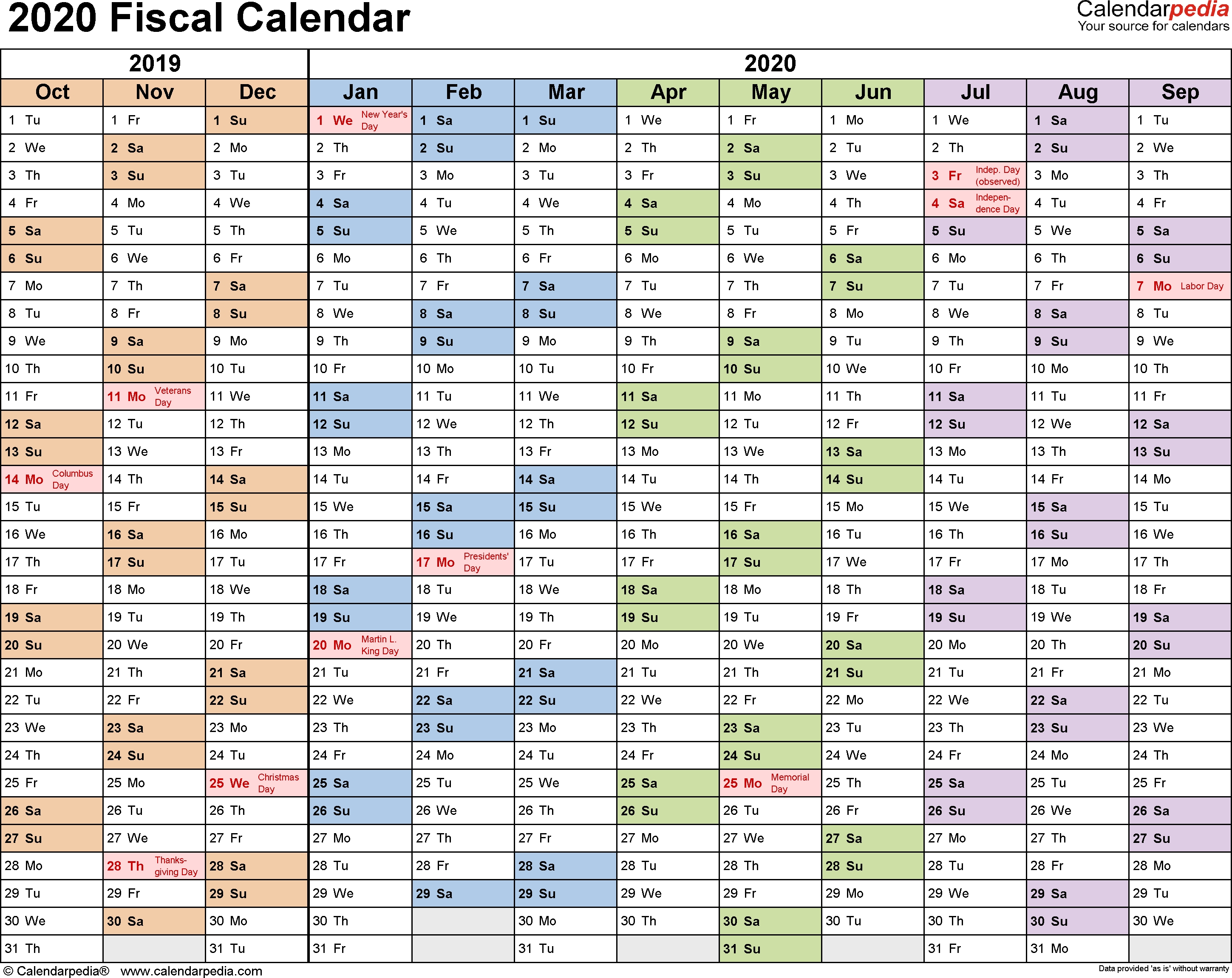 Fiscal Calendars 2020 As Free Printable Pdf Templates-2020 Biweekly Pay Calendar Template