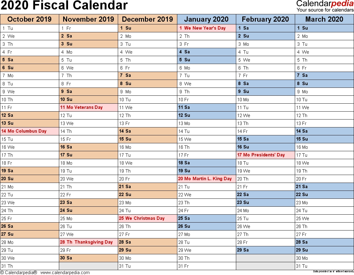 Fiscal Calendars 2020 As Free Printable Pdf Templates-Pay Schedule Template 2020