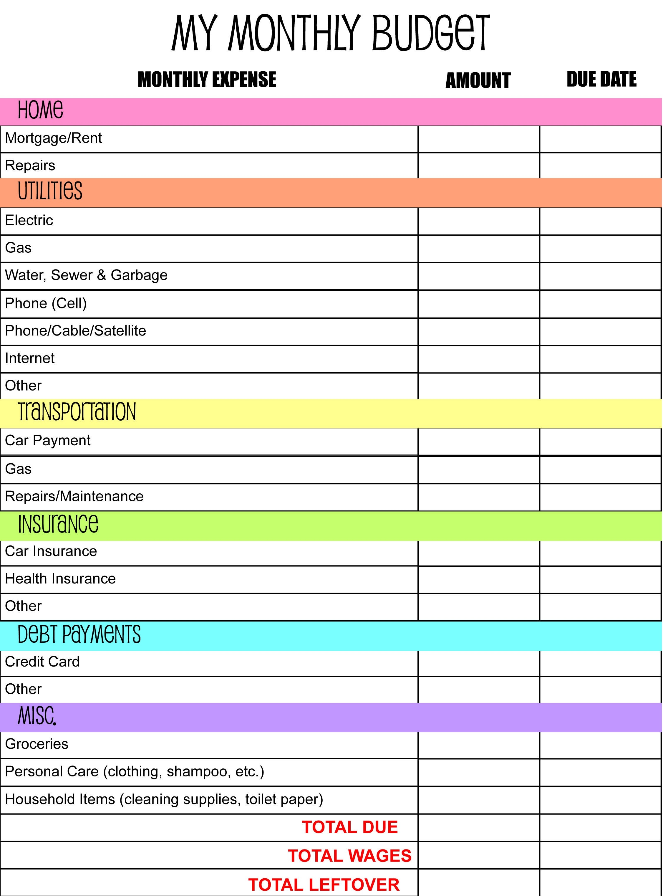 Found On Bing From Www.budgettemplatefree-Monthly Bill Planner Template