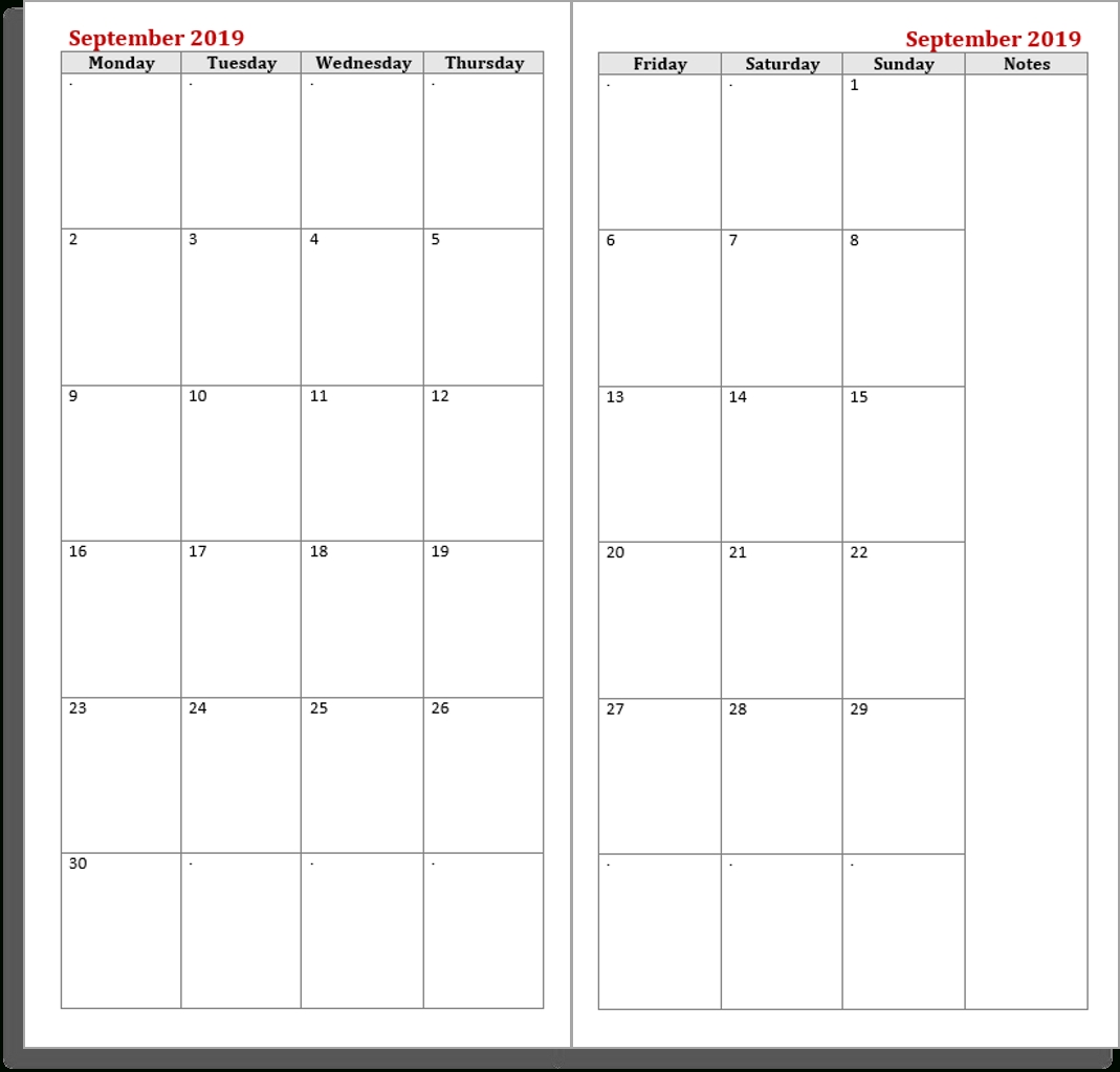 Free 2018 Diary Sets: Monthly And Yearly Full Size Layouts-Monday - Friday Diary Template