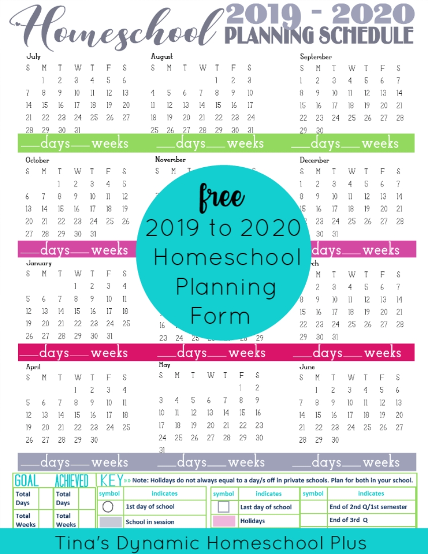 Free 2019-2020 Year Round Homeschool Planning Form-Free Printable Attendance Calendars 2020 Templates