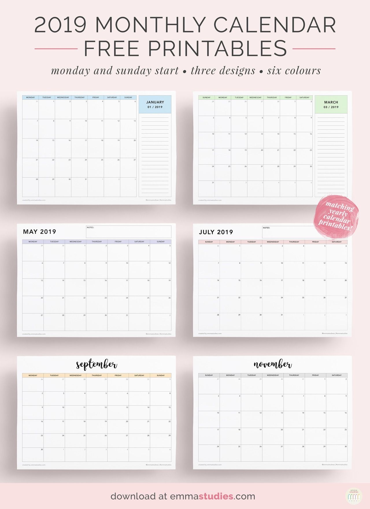 Free 2019 Monthly Landscape Calendar Printableshere Is A-Studying Monthly Calendar Template