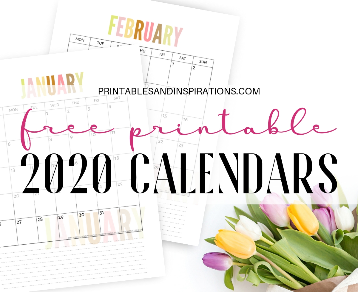 Free 2020 Calendar Printable Planner Pdf - Printables And-Pretty Monthly Calendar 2020