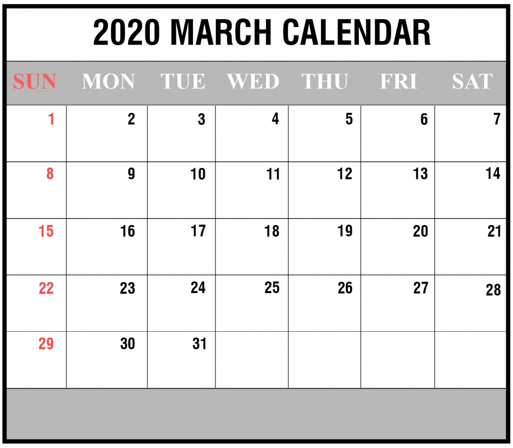Free 2020 March Calendar Printable Editable Template Blank-2020 Editable Monthly Bill Payment Templates