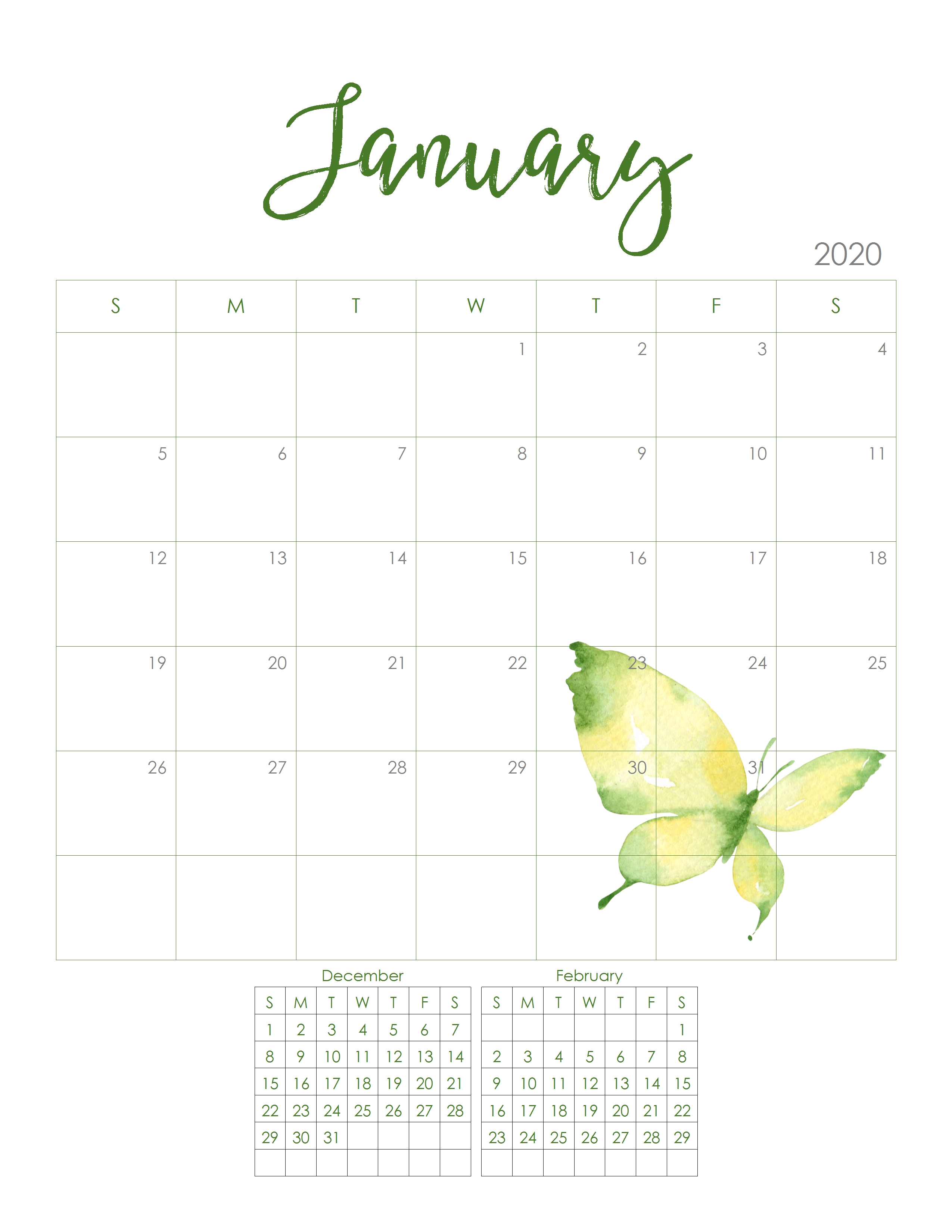 Free 2020 Monthly Calendar Printable --Monthly Health Awareness Calendar 2020