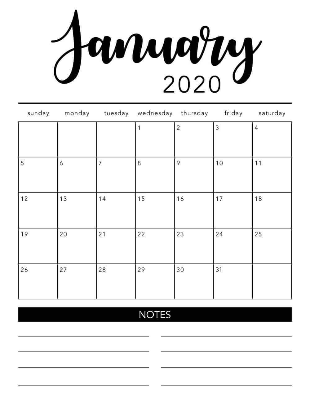 Free 2020 Printable Calendar Template (2 Colors!) - I Heart-Monthly Calendar Sheets Printable
