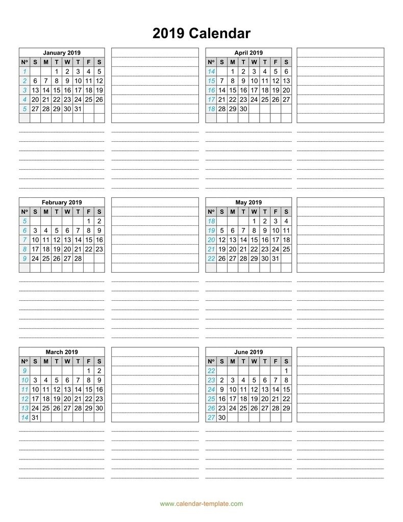 Free 6 Month Calendar 2019 • Printable Blank Calendar Template-Free Six Month Calendar Template