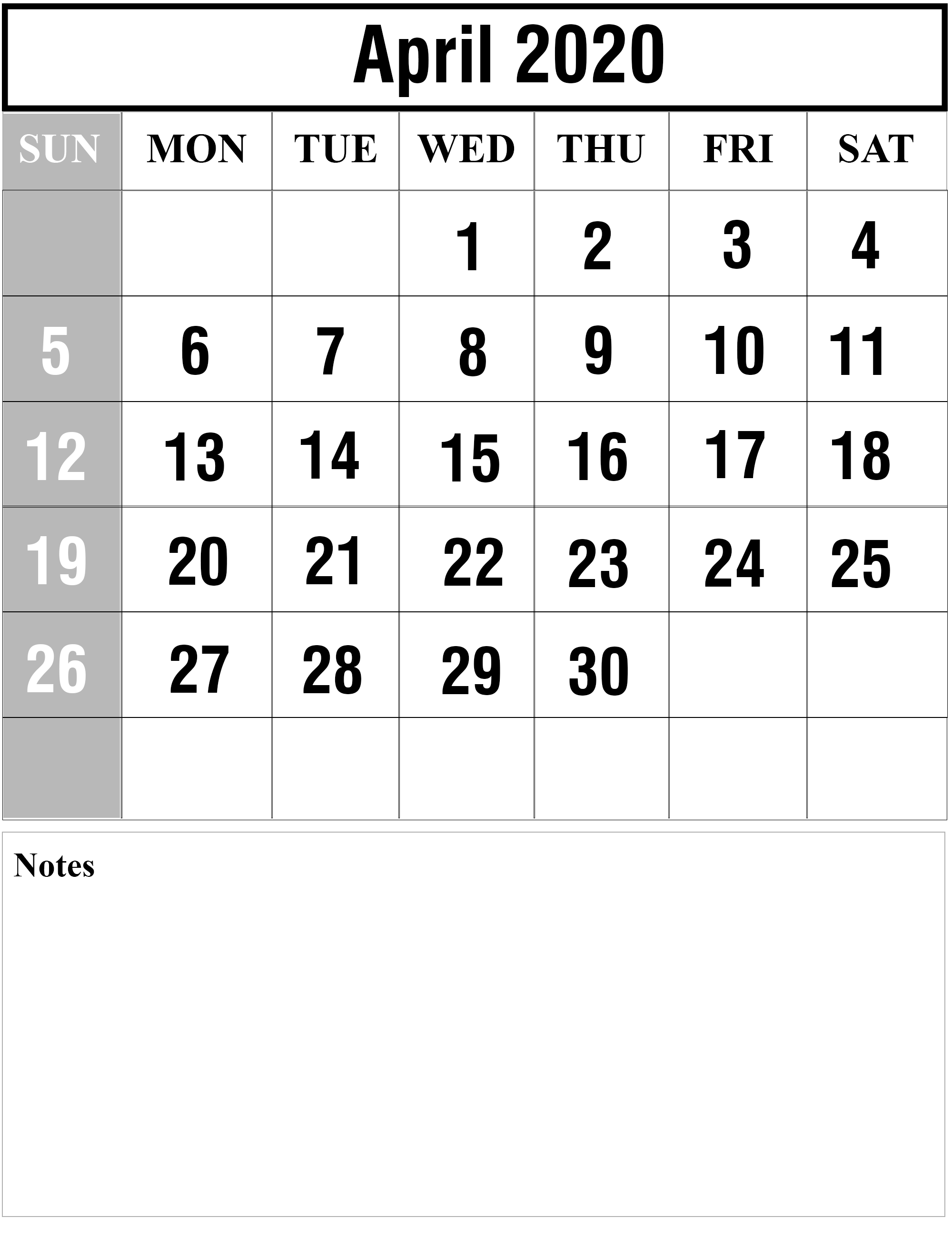 Free Blank April 2020 Printable Calendar [Pdf, Excel &amp; Word-Blank Wp Form 2020