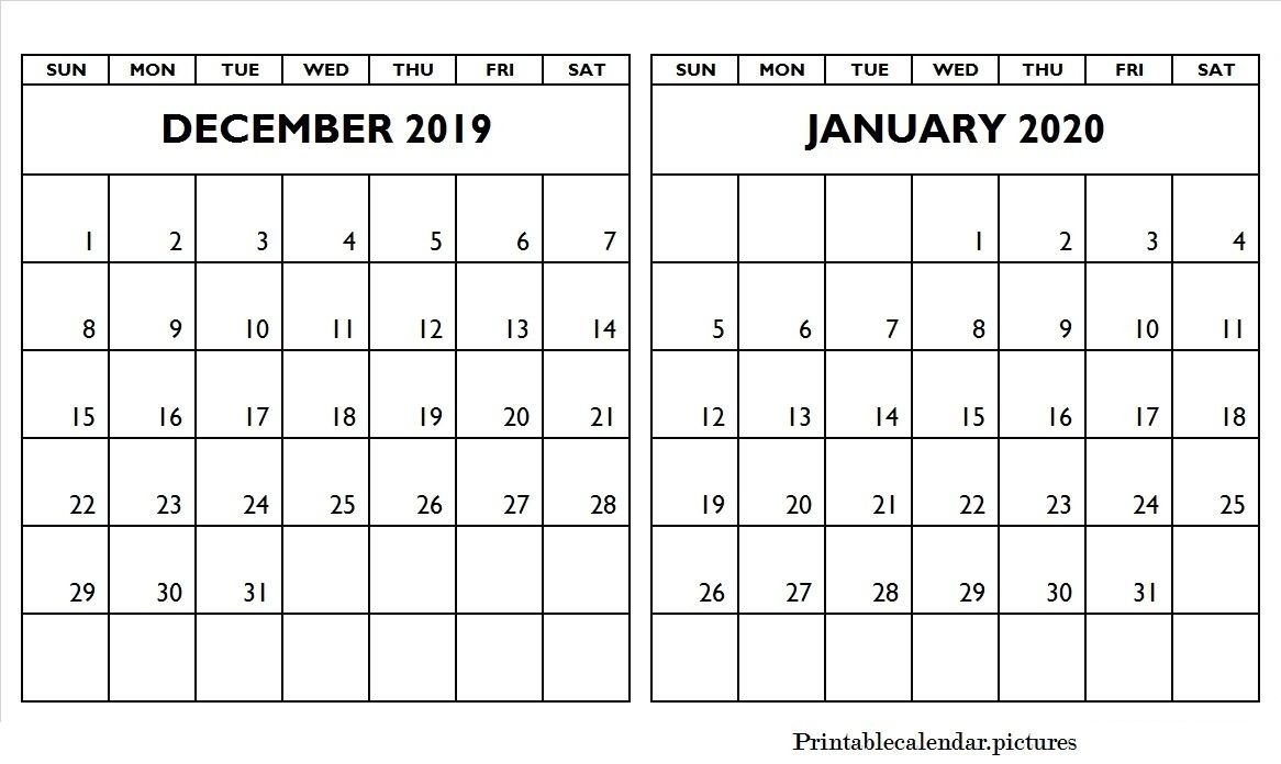 Free December 2019 January 2020 Calendar | December 2019-January 2020 Calendar Editable