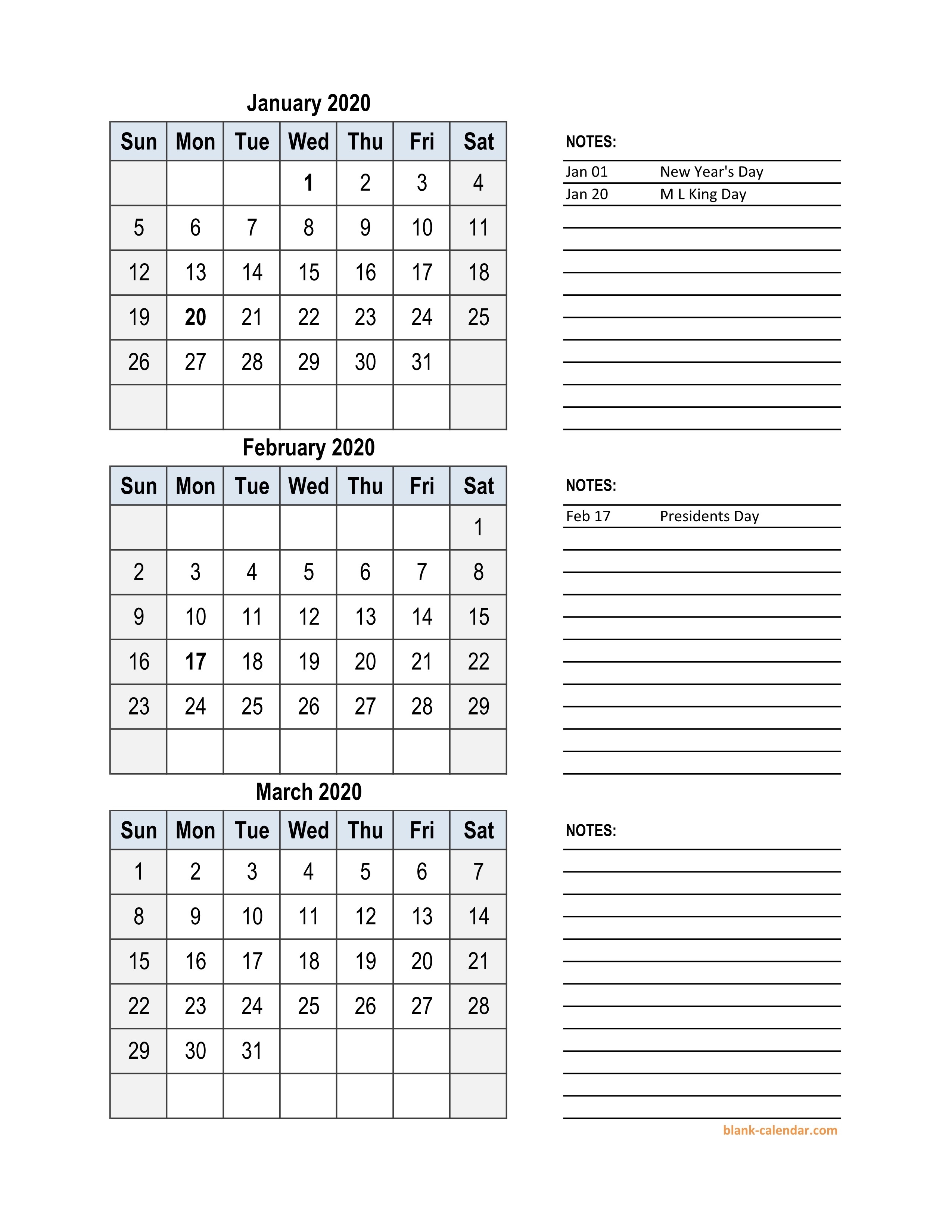 Free Download 2020 Excel Calendar, 3 Months In One Excel-Template Monthly Calendar 2020.xls