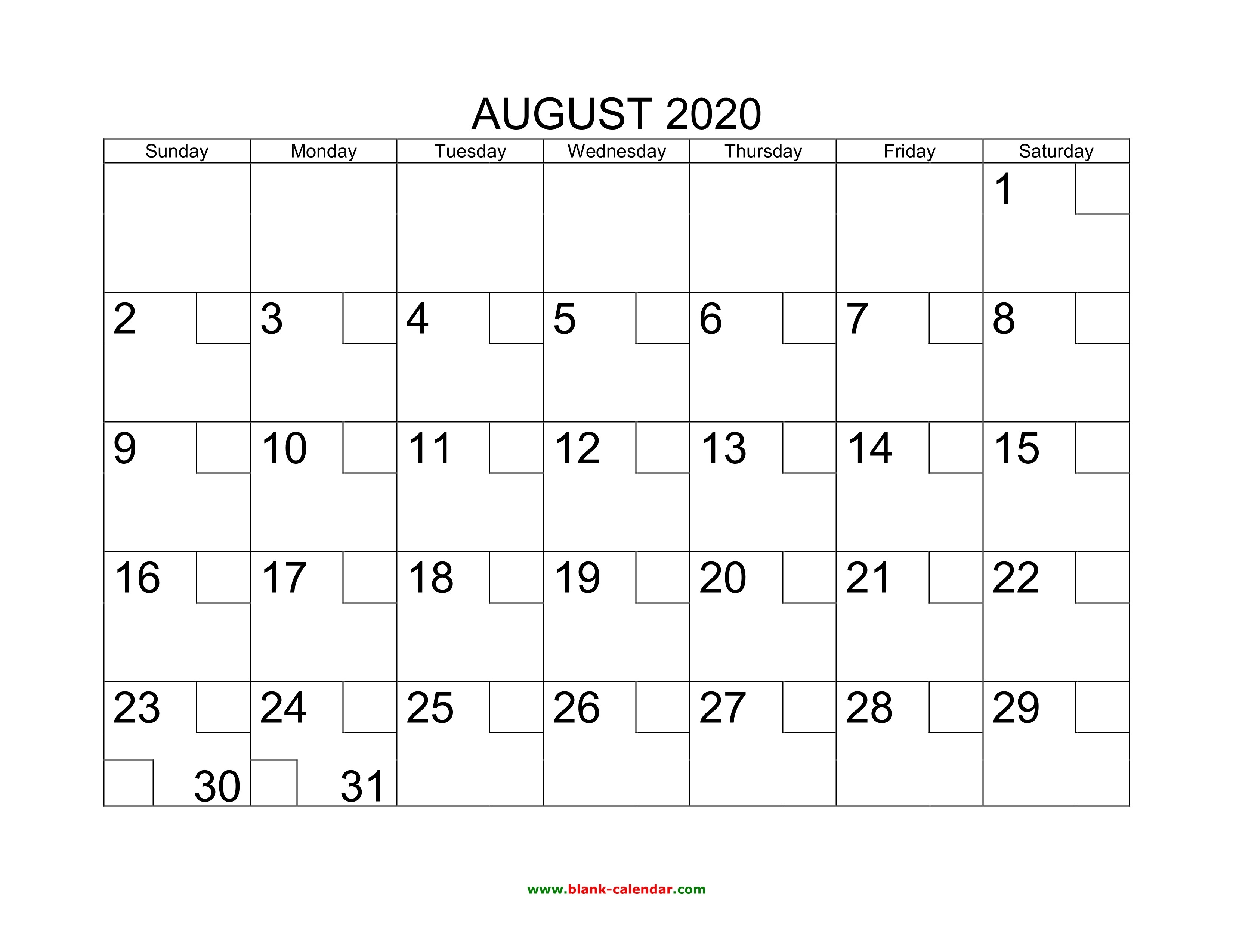 Free Download Printable August 2020 Calendar With Check Boxes-August 2020 Monthly Appointment