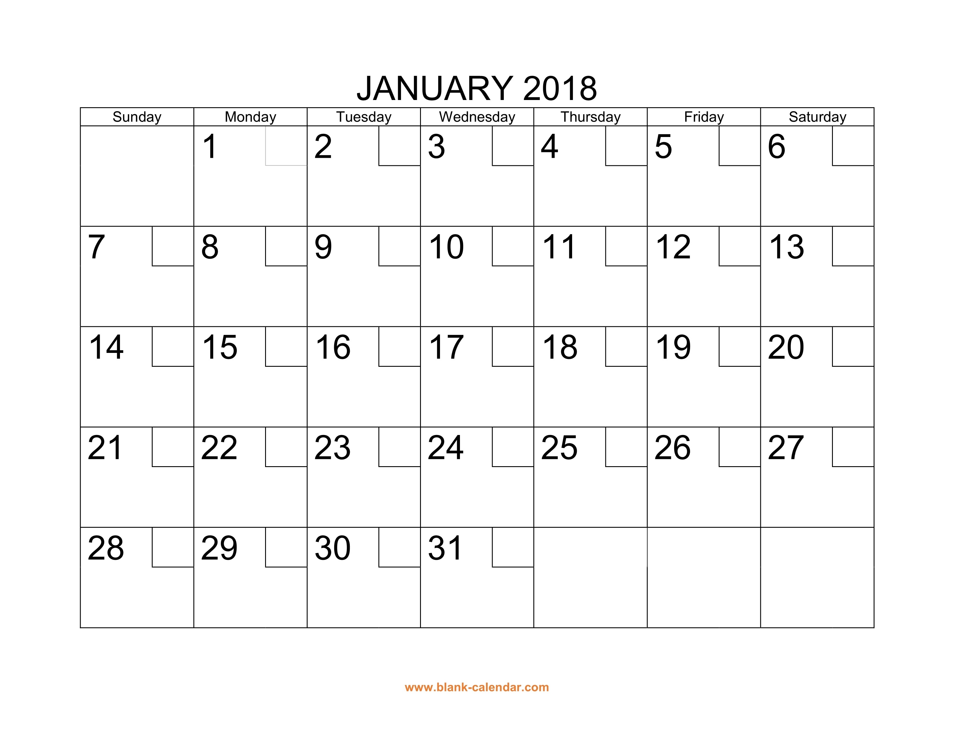 Free Download Printable Calendar 2018 With Check Boxes-Month To Month Blank Calendars