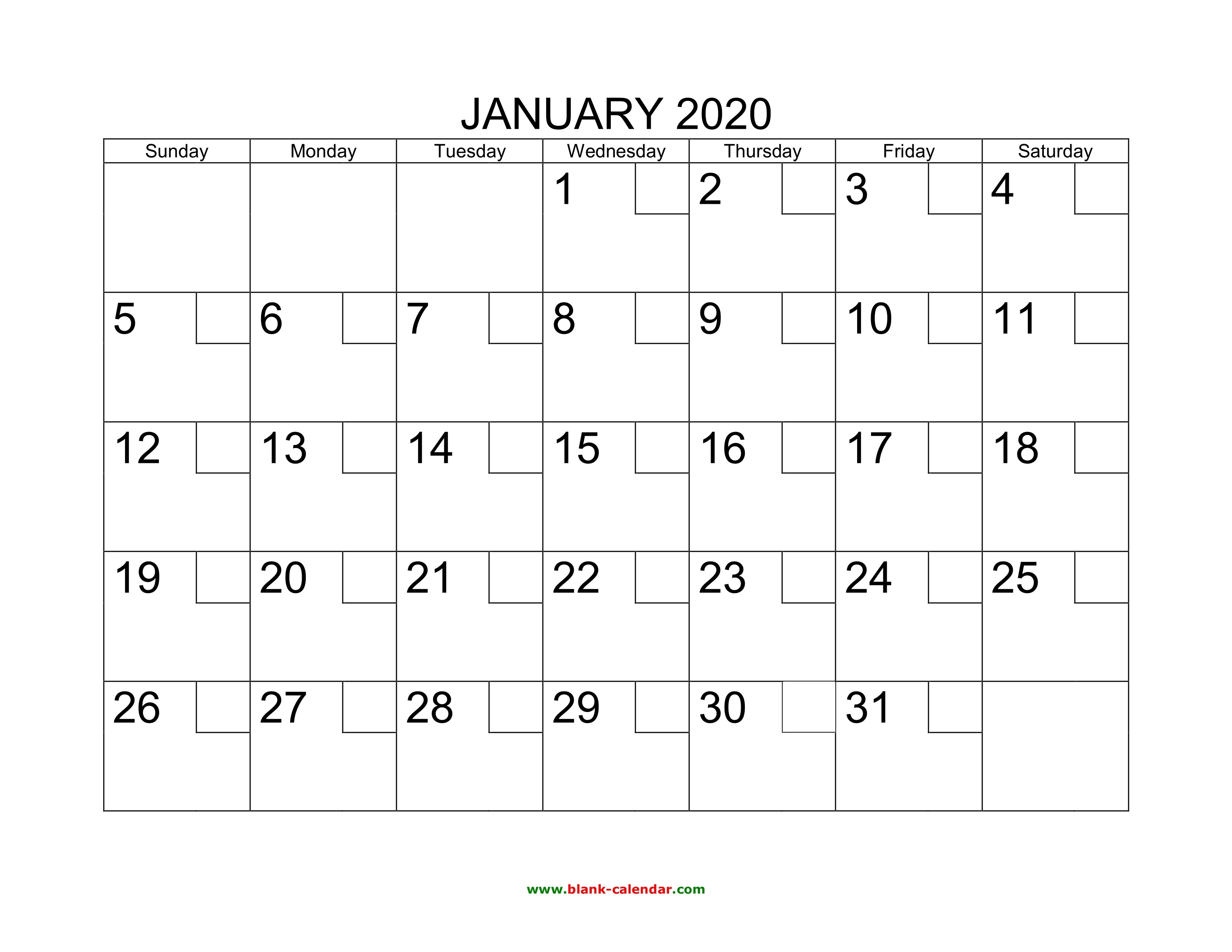 Free Download Printable Calendar 2020 With Check Boxes-Fill In Monthly Calendar 2020