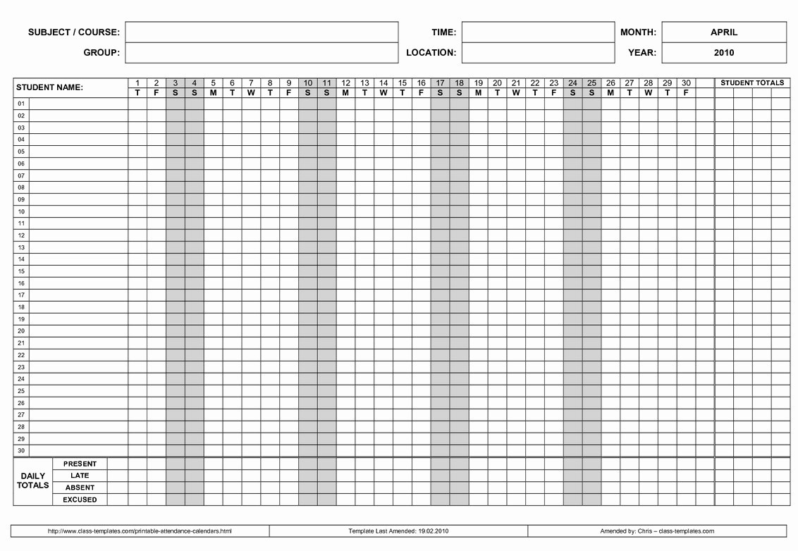 Free Employee Attendance Calendar Employee Tracker Templates-Attendance Calendars For Employee Template