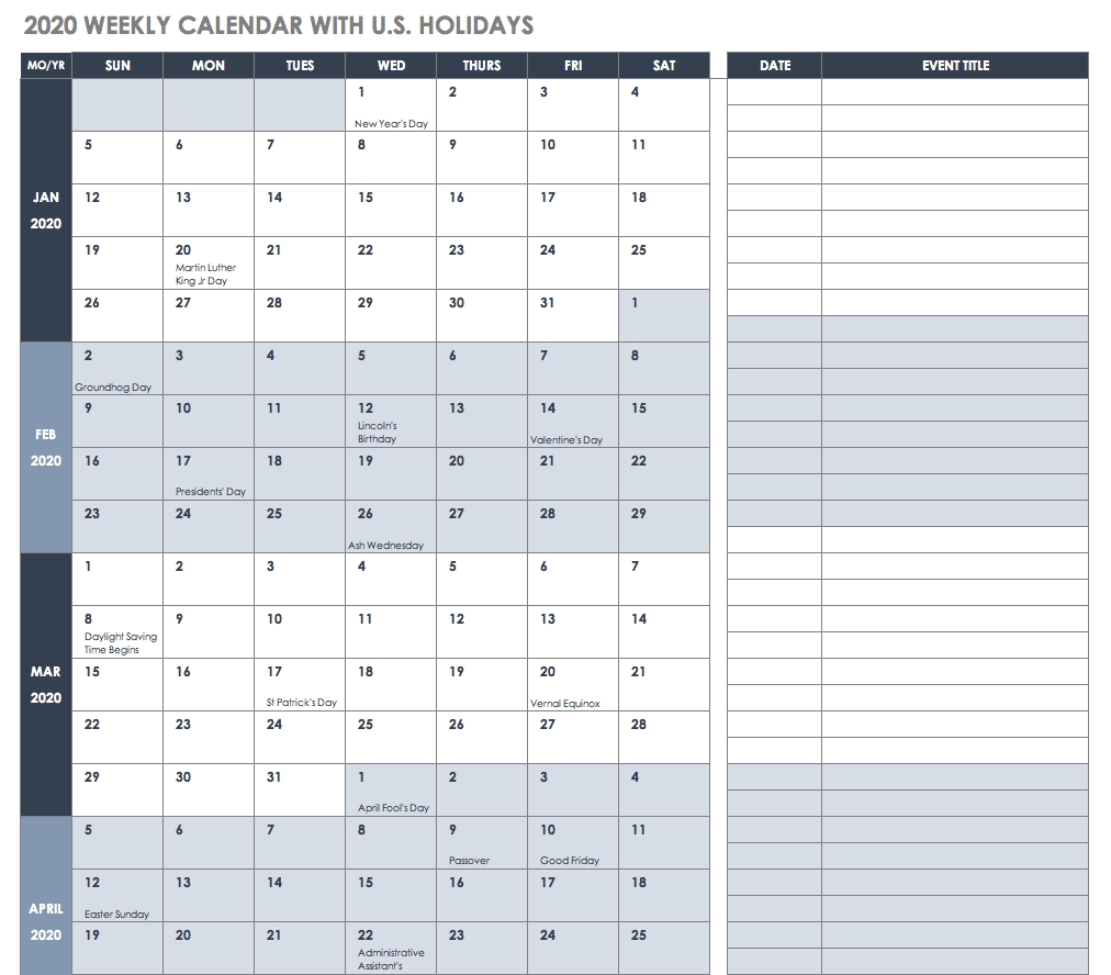 Vacation Schedule Template Excel