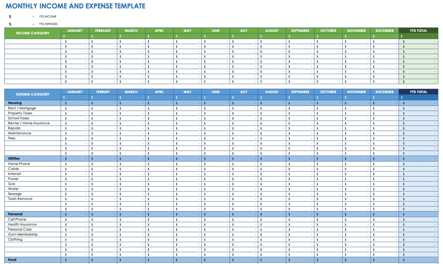 excel template to track expenses