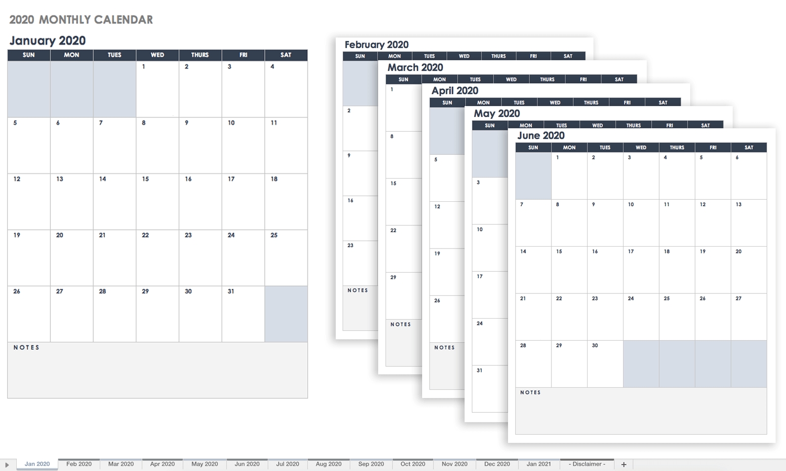 Free Google Calendar Templates | Smartsheet-2020 2 Page Monthly Calendar Printable