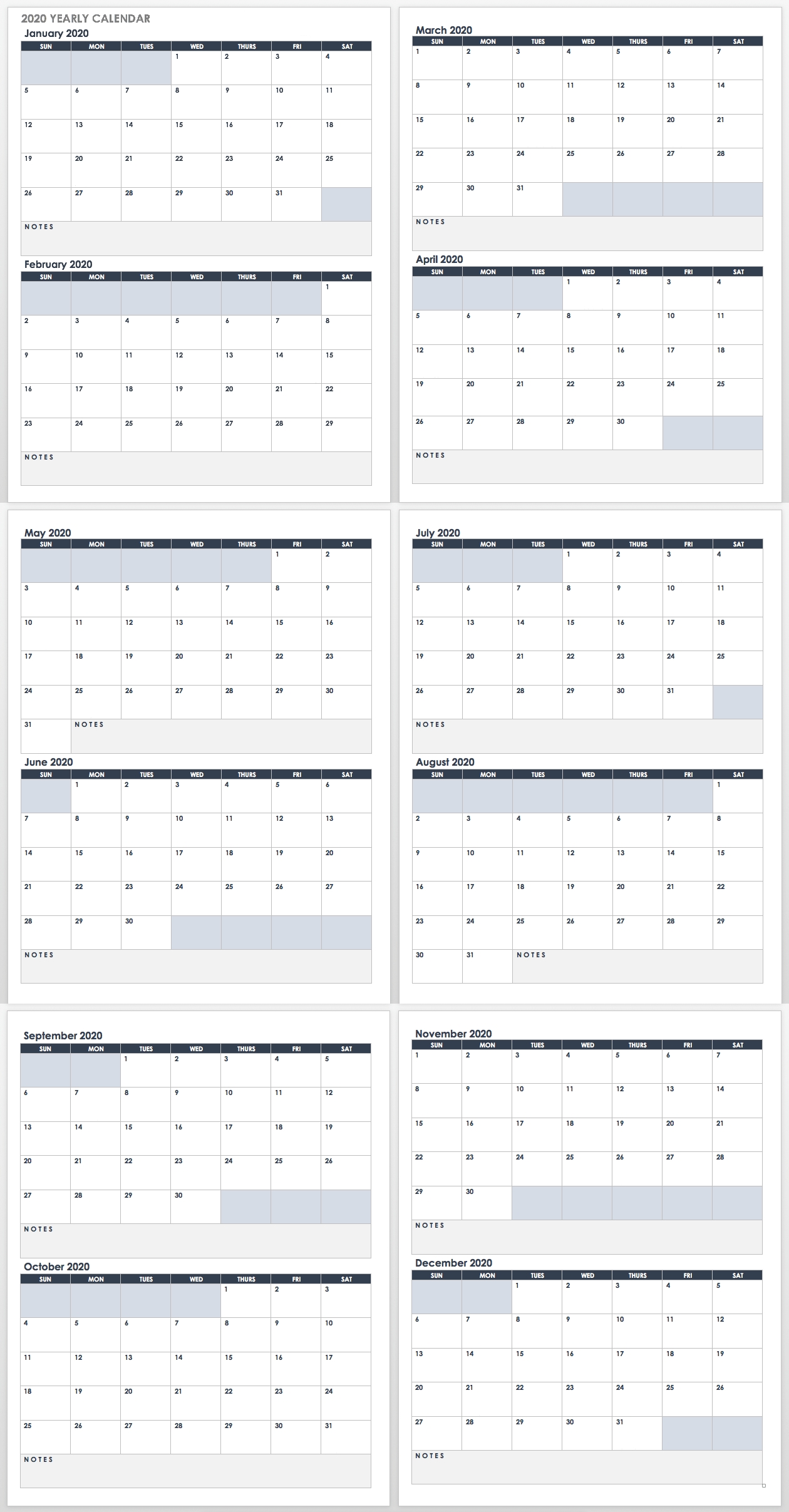 Free Google Calendar Templates | Smartsheet-2020 Monthly Calendar Smartsheet
