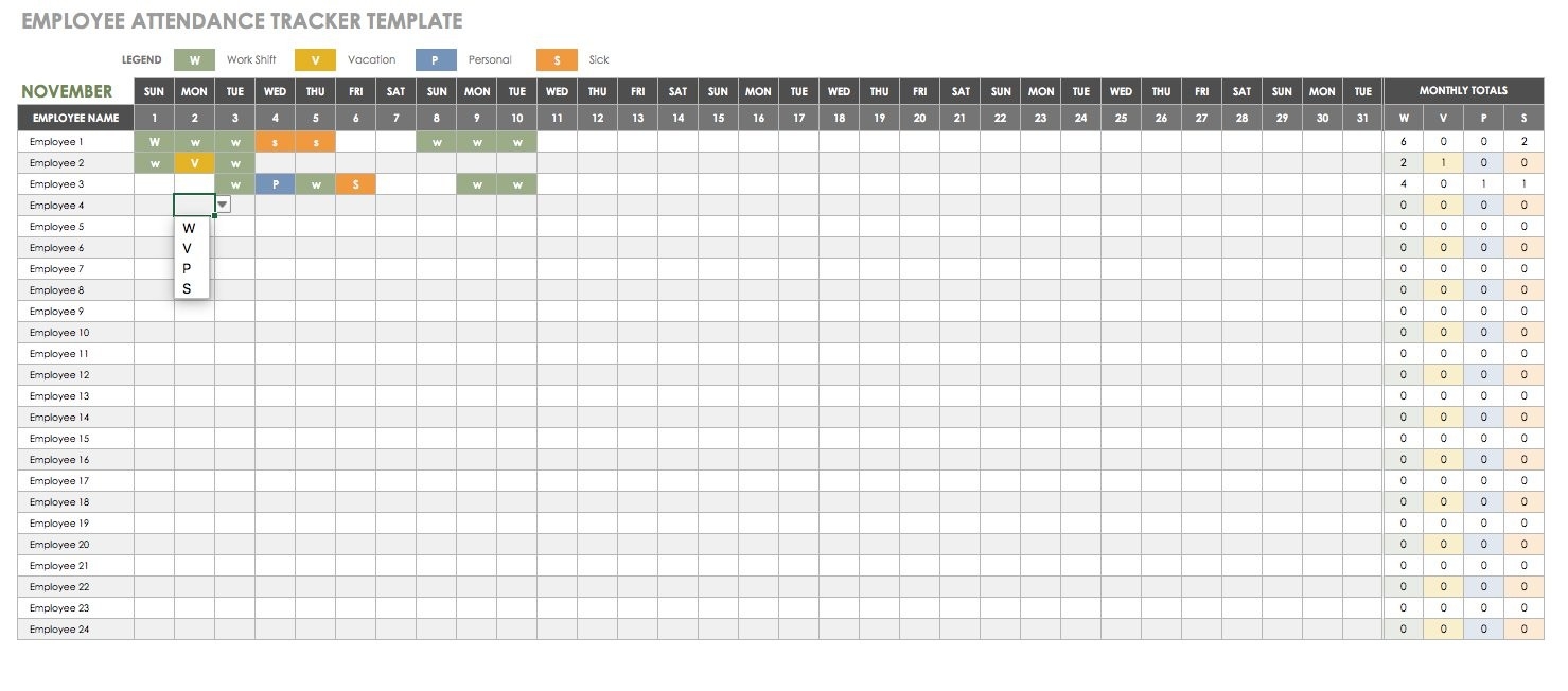 Free Human Resources Templates In Excel | Smartsheet-Employee Absence Calendar Template