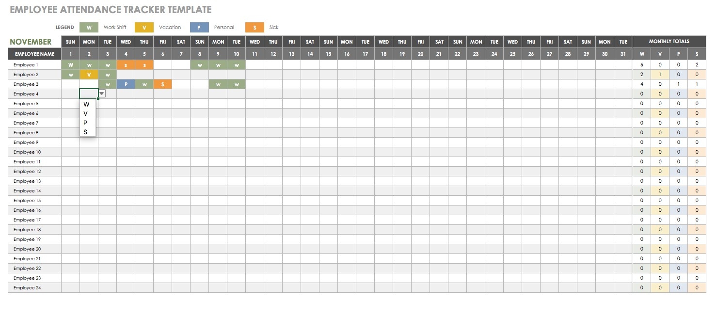 Free Human Resources Templates In Excel | Smartsheet-Free Employee Attendance Template