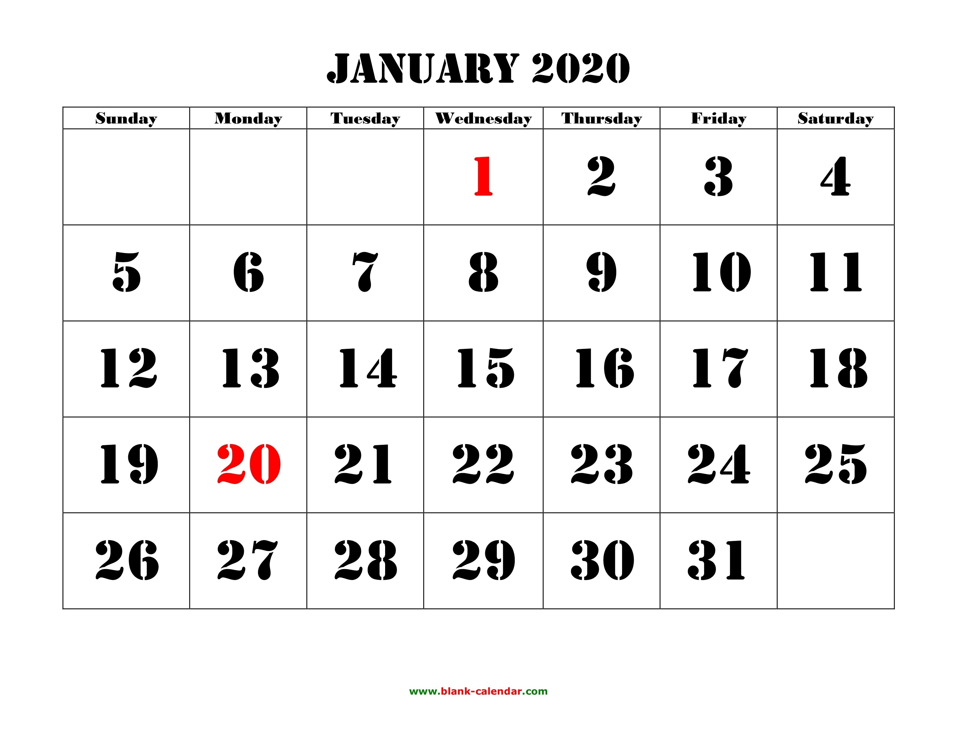 Free January 2020 Printable Calendar - Create Your Editable-January 2020 Calendar Hindu