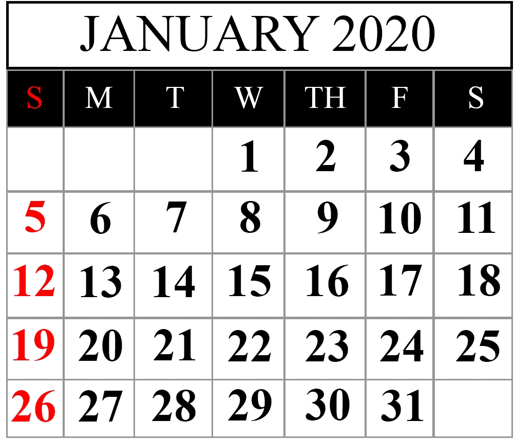 Free January 2020 Printable Calendar In Pdf, Excel &amp; Word-January 2020 Calendar Events