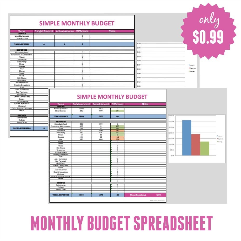 Free Monthly Budget Template - Frugal Fanatic-Downloadable Monthly Bill Chart