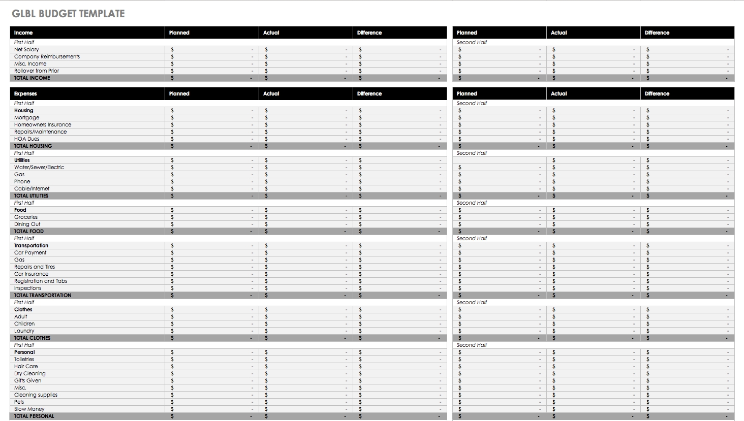 Free Monthly Budget Templates | Smartsheet-Monthly Bill Planner Template